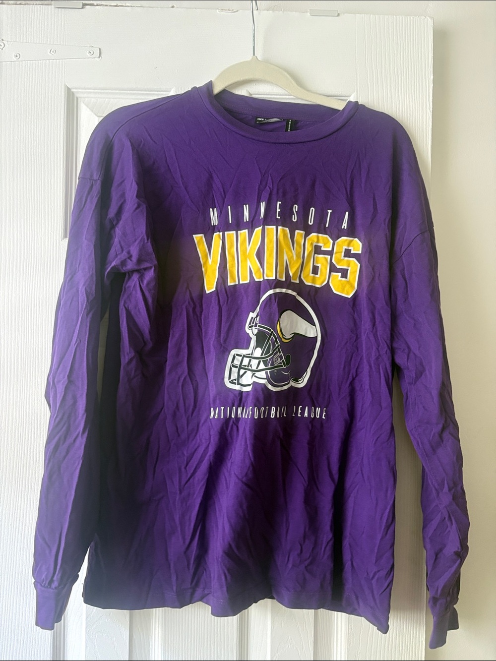 ASOS Purple Minnesota Vikings Long Sleeve Tee with Yellow Graphic